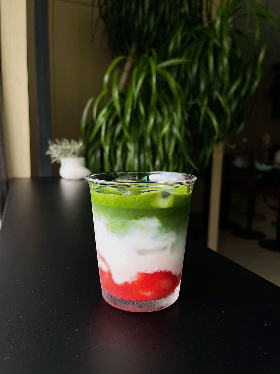 Matcha Latte with Dessert Guru's Strawberry Purée